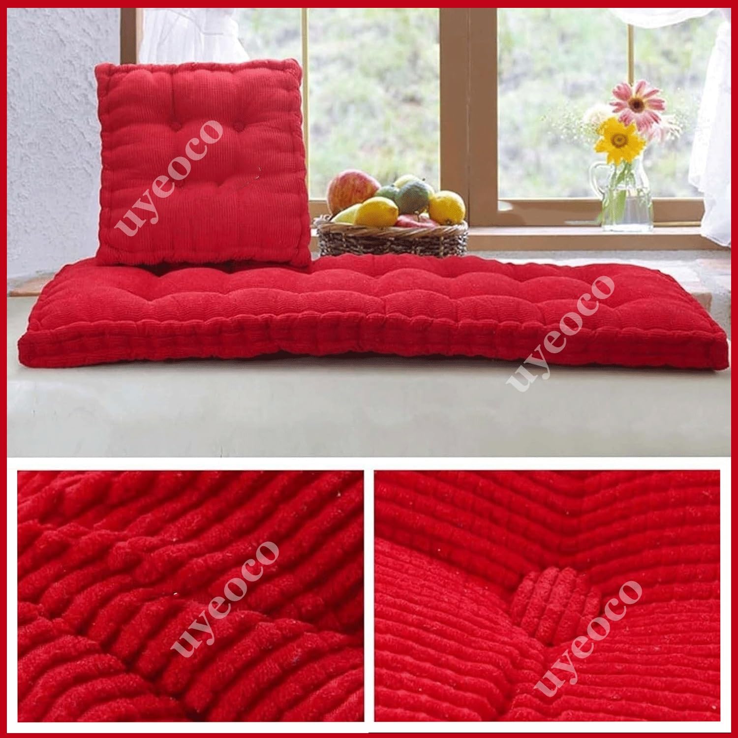 uyeoco 8-10cm Dickes Bankauflage Bankkissen, Sitzkissen Bank Sitzauflage Innen Outdoor, Gute Qualität Waschbare Gartenbank Auflage, Rechteck Sitzkissen Groß Für Stuhl Boden Bürostuhl(@8,40x120cm)