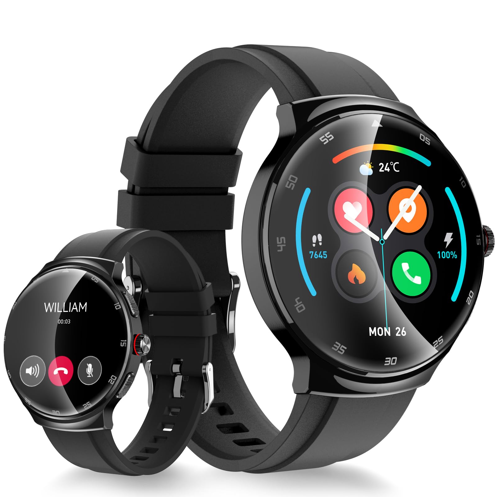 Smart Watch for Men Women 1 43 Curved AMOLED HD Screen Fitness Tracker 100 Sport Modes Heart Rate