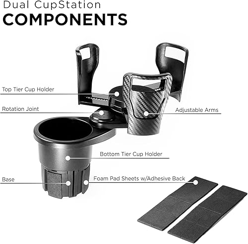 Miniatura 3 de Limitless Dual CupStation - Soporte de taza extensible 2 en 1 con base giratoria de 360°, color negro