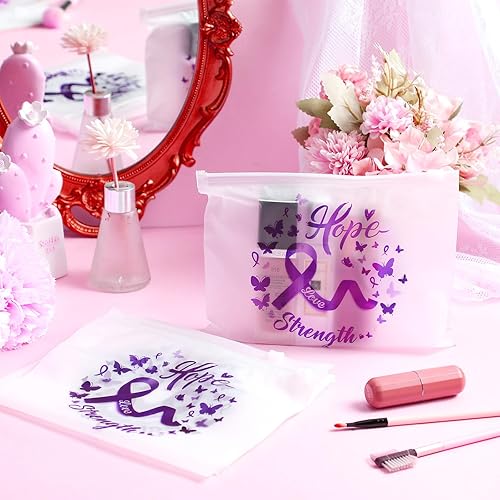 Miniatura 3 de Oudain 60 bolsas de maquillaje para concienciación sobre la violencia doméstica, bolsas de cosméticos con cinta morada, bolsas de cosméticos para