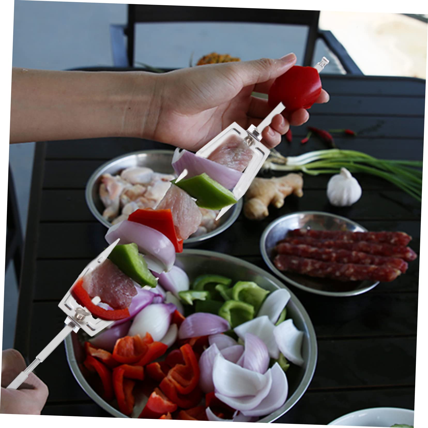 MAGICLULU Forchetta per Pollo Arrosto in Acciaio Inossidabile Resistente alla Ruggine Asta Girevole, Facile da Usare per Barbecue e Feste in Casa