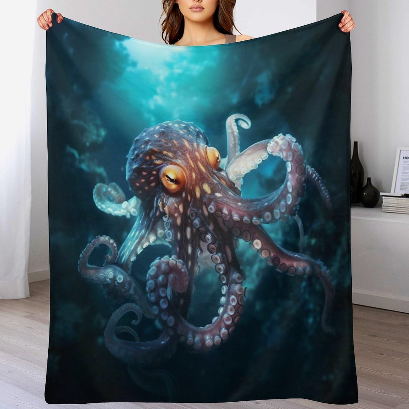Couverture jeté flannel en poulpe chaud et durable pour sofa