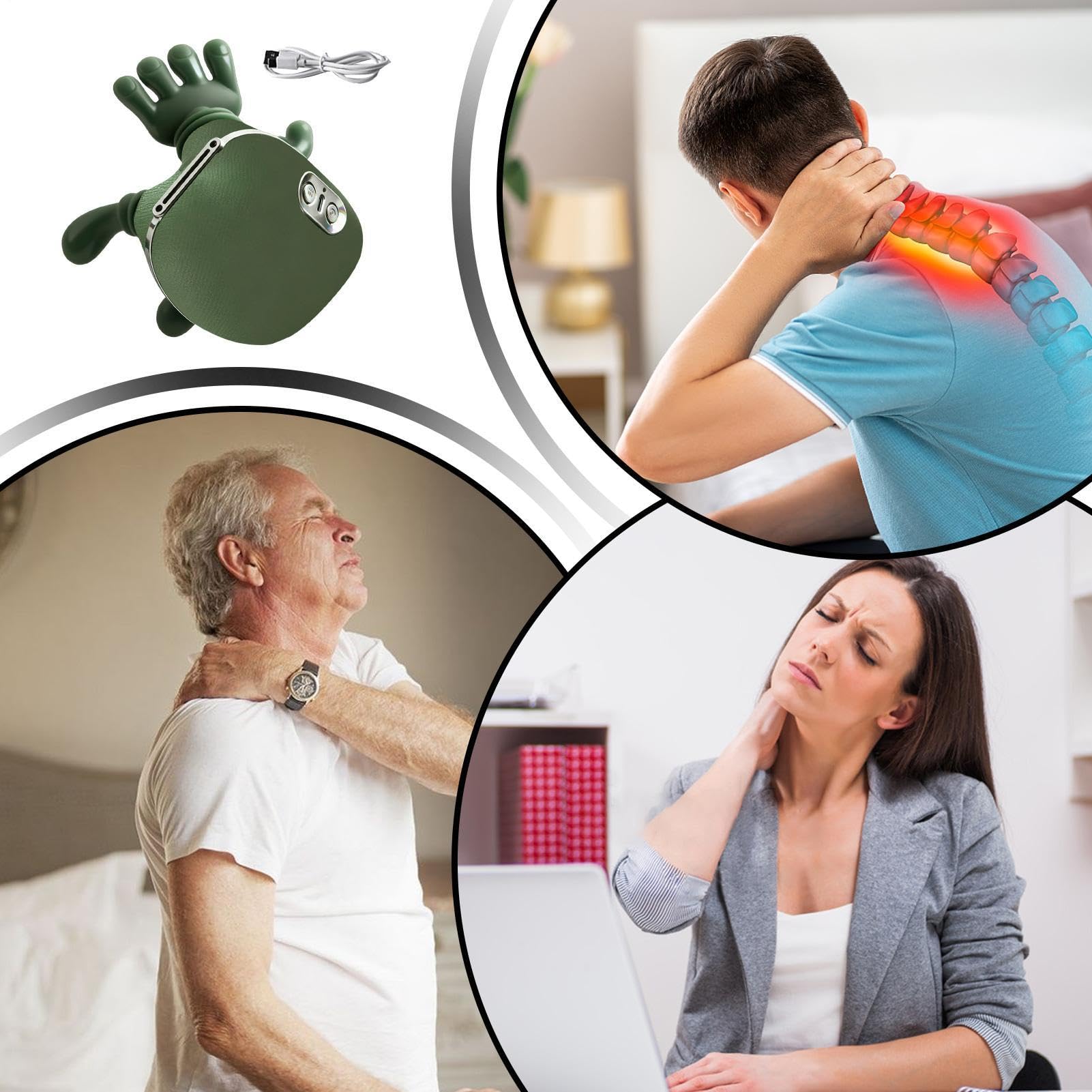 Massaggiatore Cervicale Con Manine, Massaggiatore Per Spalle Con Calore | Massaggio Elettrico Dei Tessutis Profondi 4D Con Impastamento, MassaggiatoreShiatsu Per Schiena E Collo Per Alleviare