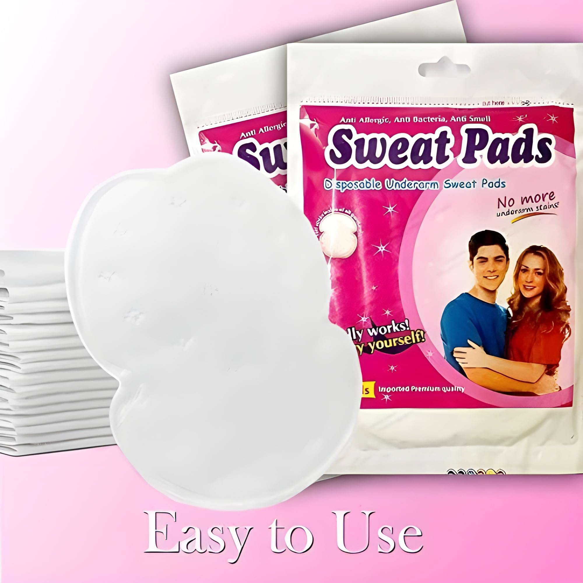 SANTALON Underarms Sweat Pads Disposable Highly Absorbent Sweat Pads Cotton Anti Allergic, Anti Bacteria, Anti Smell For Men And Women (Pack of 50)
