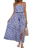 Women's Ruffle Floral Maxi Summer Casual Dress Off Shoulder Wedding Guest Slit Hem Beach Prom Dresses