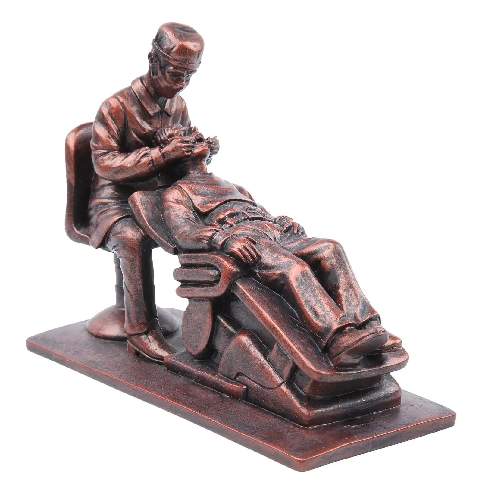 Glowki Dentist Office Desk Ornament, Orange Copper Tooth Statue