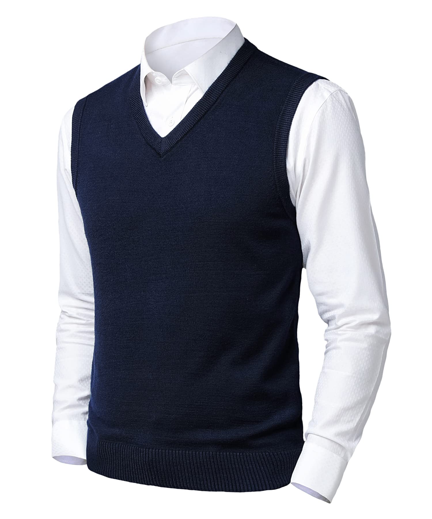 Chaleco SuéTer para Hombre con Cuello en V Jersey de Punto sin Mangas clásico Caballero Cardigans Chaqueta Otoño Invierno Prendas de Punto Pullover