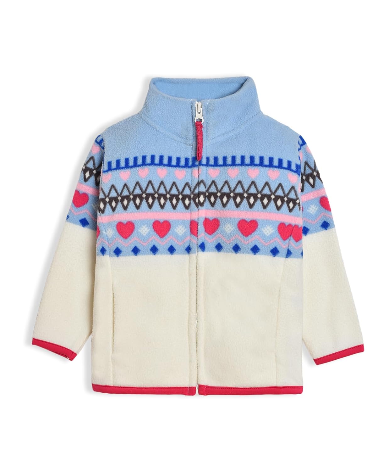 Mi Arcus Knitted Printed Fullsleeves Multicolor High Neck Zipper Jacket for Baby Girls Kids