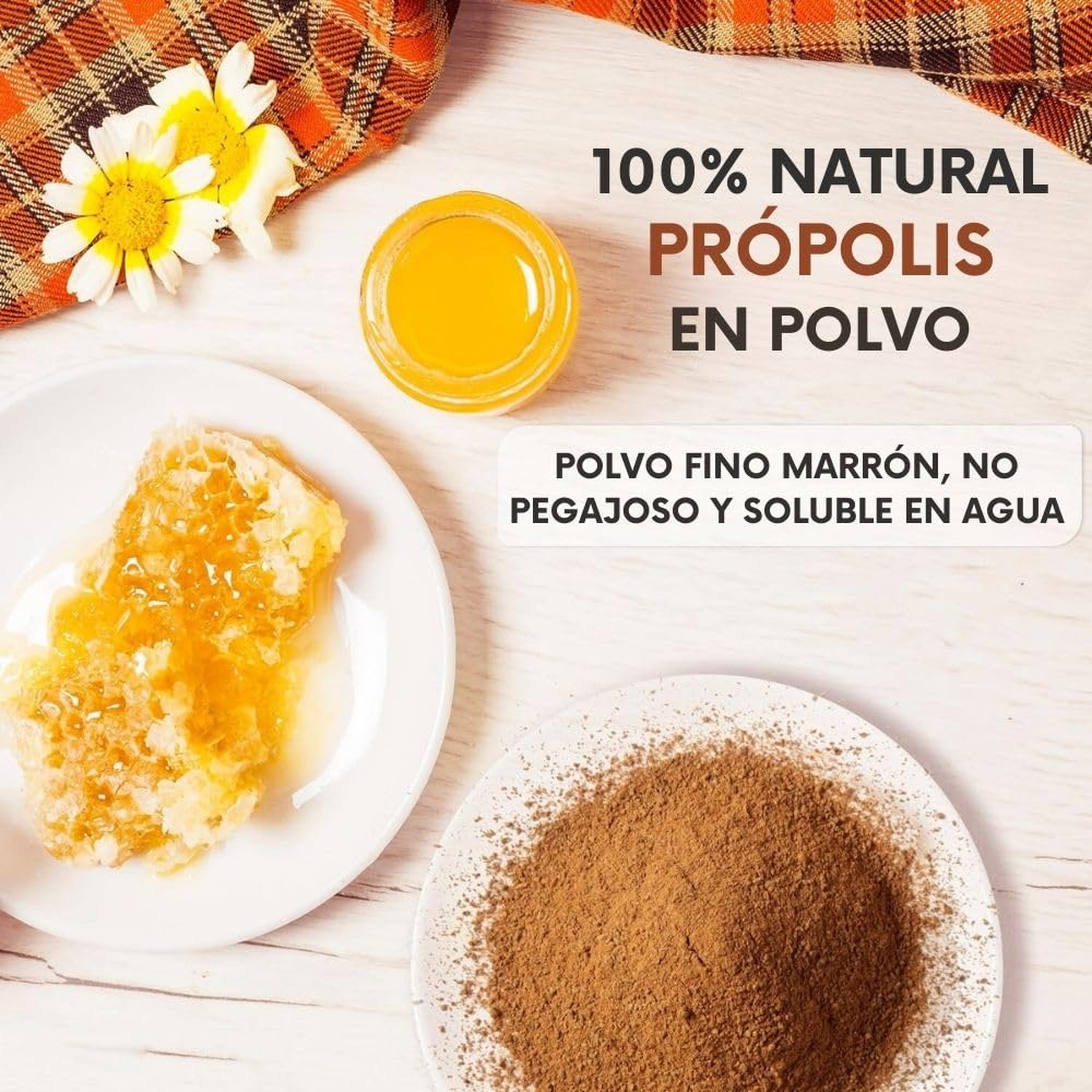 Extracto de Propóleo en Polvo Soluble | 100 gramos | 100% Natural | Soluble en Agua y Líquidos | Própolis Natural | Ideal para Bebidas y Recetas