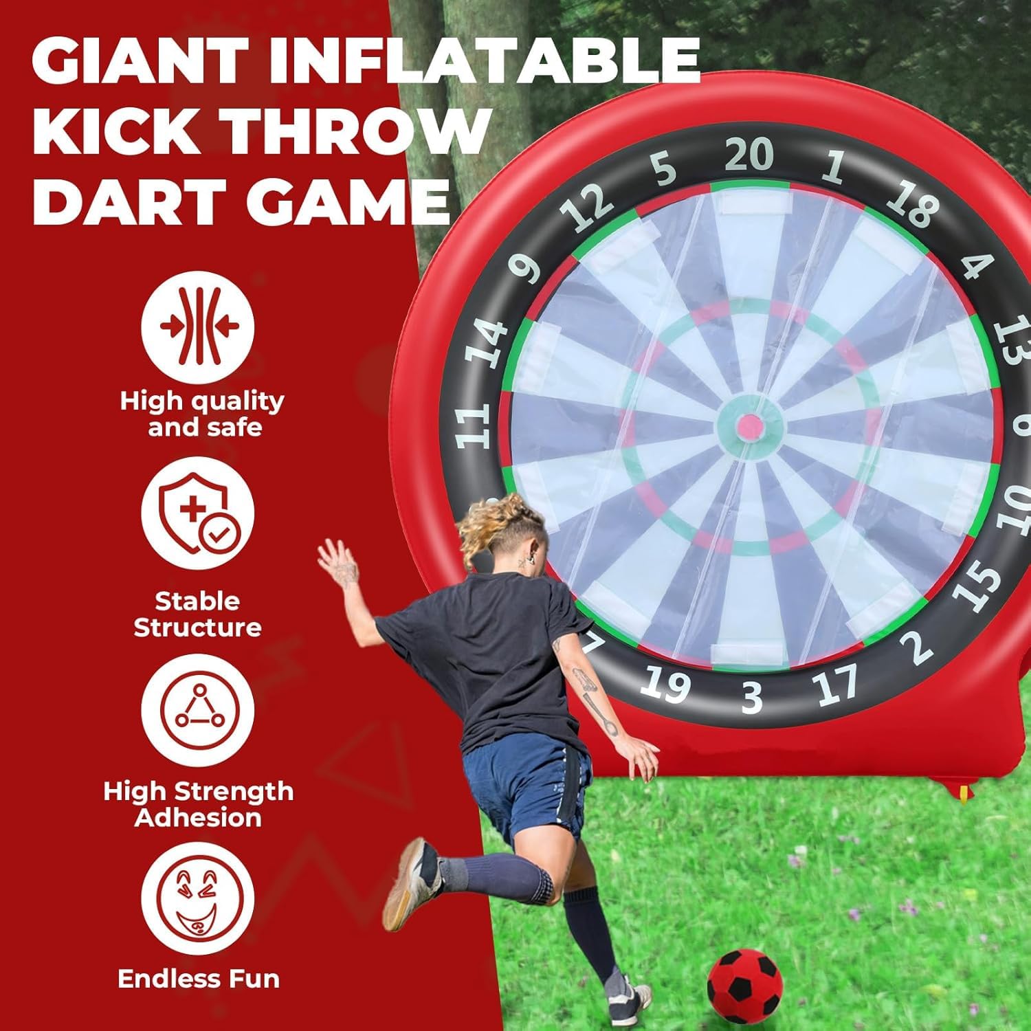 Ballon Gonflable Football Dart Board, Planche de fléchettes géante Gonflable de Golf, Jeu de Lancer des avec Pompe, Jeu de tir Dart Board géant