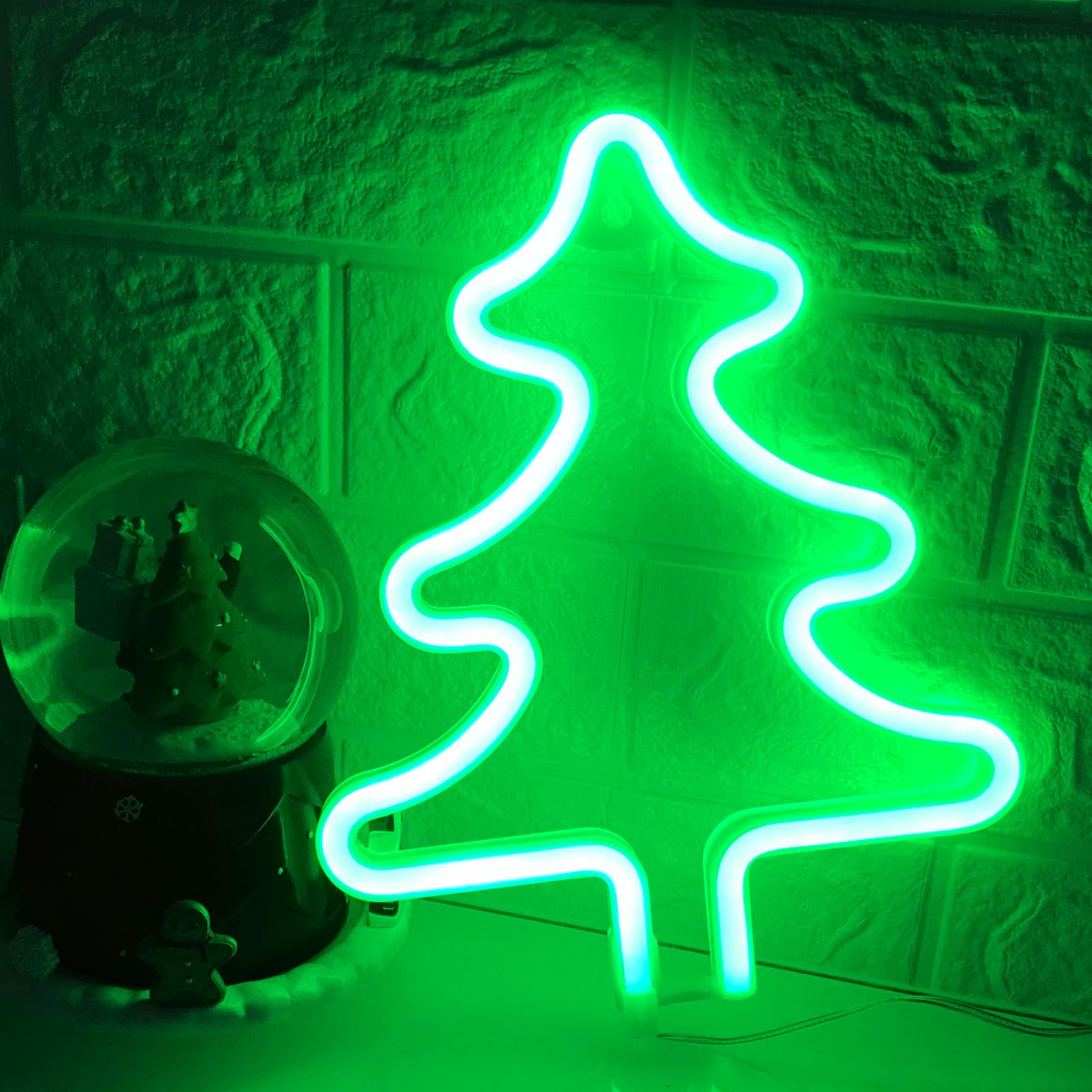 Christmas Tree Neon Green Night Sign, Christmas Tree Shape LED Wall Art Sign, Battery or USB Powered, Family Kids Room Bar Party Wedding Hanging Night Light โ image 1