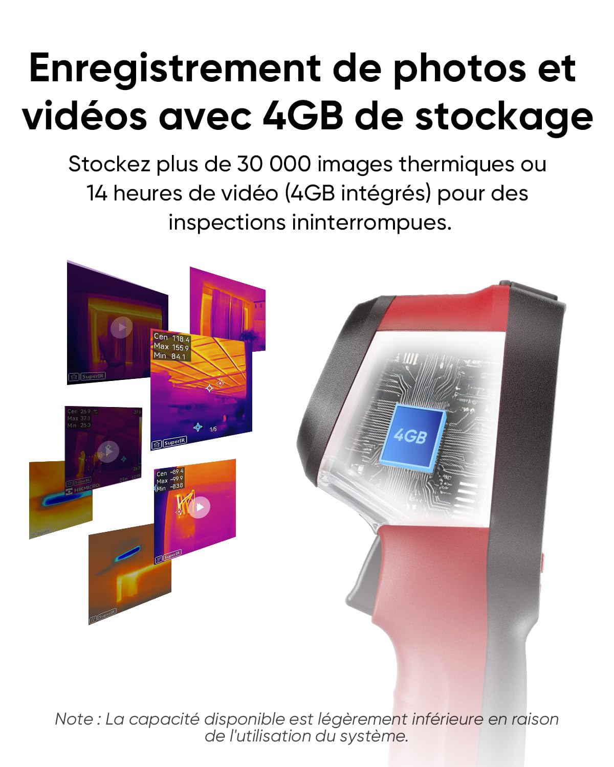 HIKMICRO D01 Caméra Thermique, Résolution Supérieure 240x240, SuperScene, Caméra d'Imagerie Thermique 96x96, Batterie de 3350mAh pour 11 heures d'autonomie, Enregistrement de Photos et Vidéos