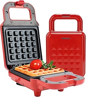 RANJIMA Gaufrier Professionnel, Mini Gaufrier, Machine a Gauffre, Appareil a Gauffre, Crepiere Electrique Revêtement Antiadhésif Machine à Sandwich Maker pour Paninis Crêpes Gaufres Belges