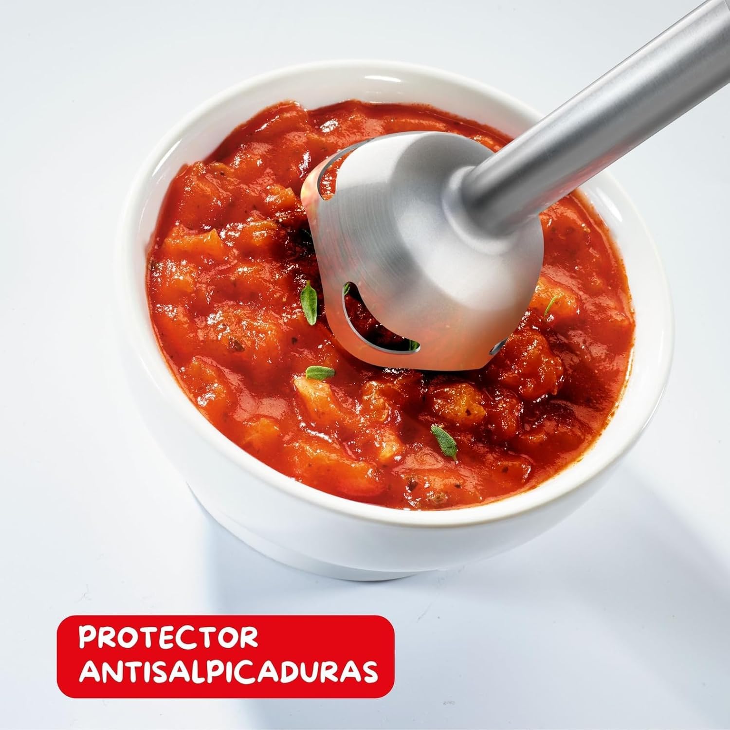 Moulinex QuickChef, Batidora de Mano de 1000 W, 10 velocidades variables y función turbo, Protector antisalpicaduras, Incluye picador de 500 ml y vaso medidor de 800 ml, Negra, DD6578