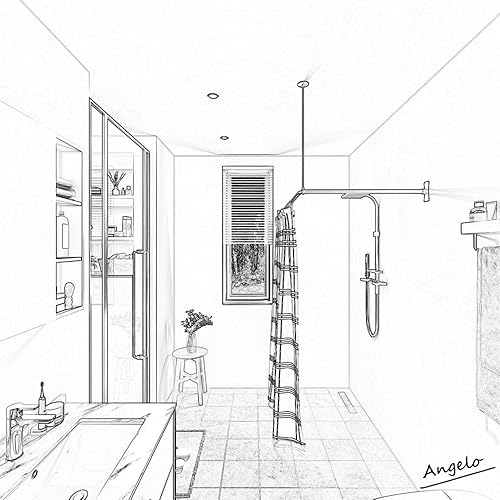 Miniatura 8 de Naiture - Barra de cortina de ducha esquinera de acero inoxidable de 72 x 36 pulgadas con soporte de techo, acabado negro