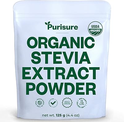 Organic Stevia Concentrated Powder, 125g, Organic Pure Stevia Powder, No Fillers, No Artificial Sweeteners, No Aftertaste,...