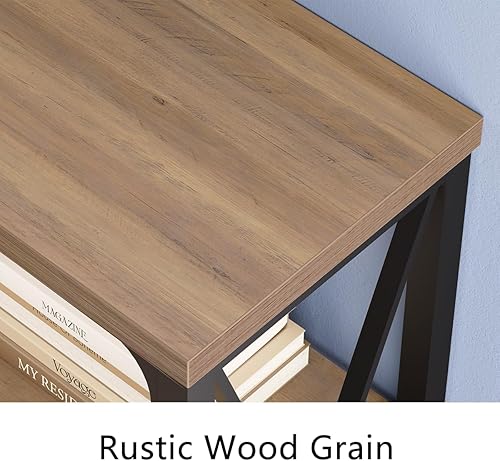 Miniatura 60 de IBF Mesa de entrada de granja, mesa consola larga rústica detrás del sofá, moderna mesa de sofá de madera de metal con estantes de almacenamiento,