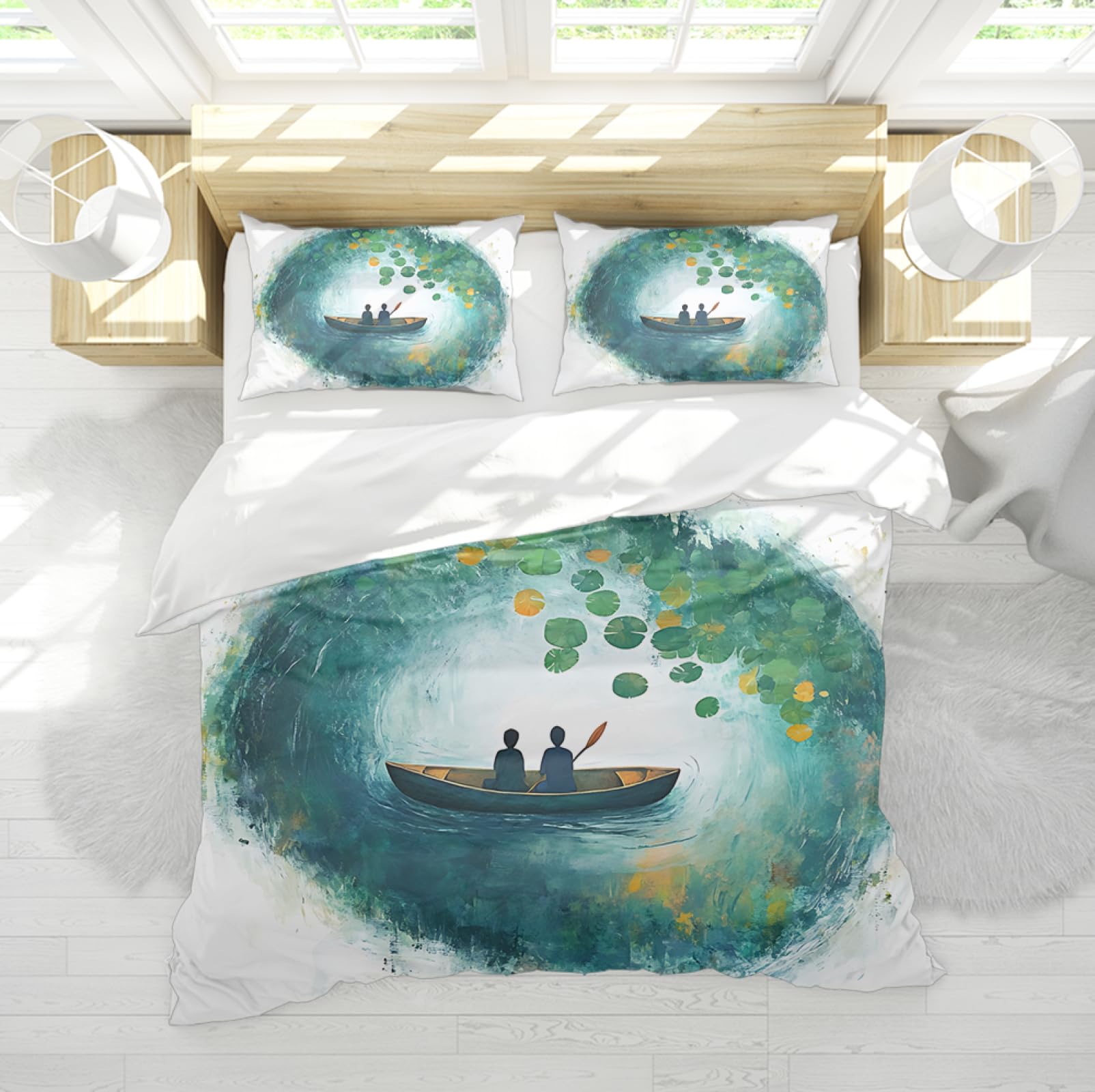 Housse de couette barque chic et hypoallergénique 180x200cm contre les nuits agitées