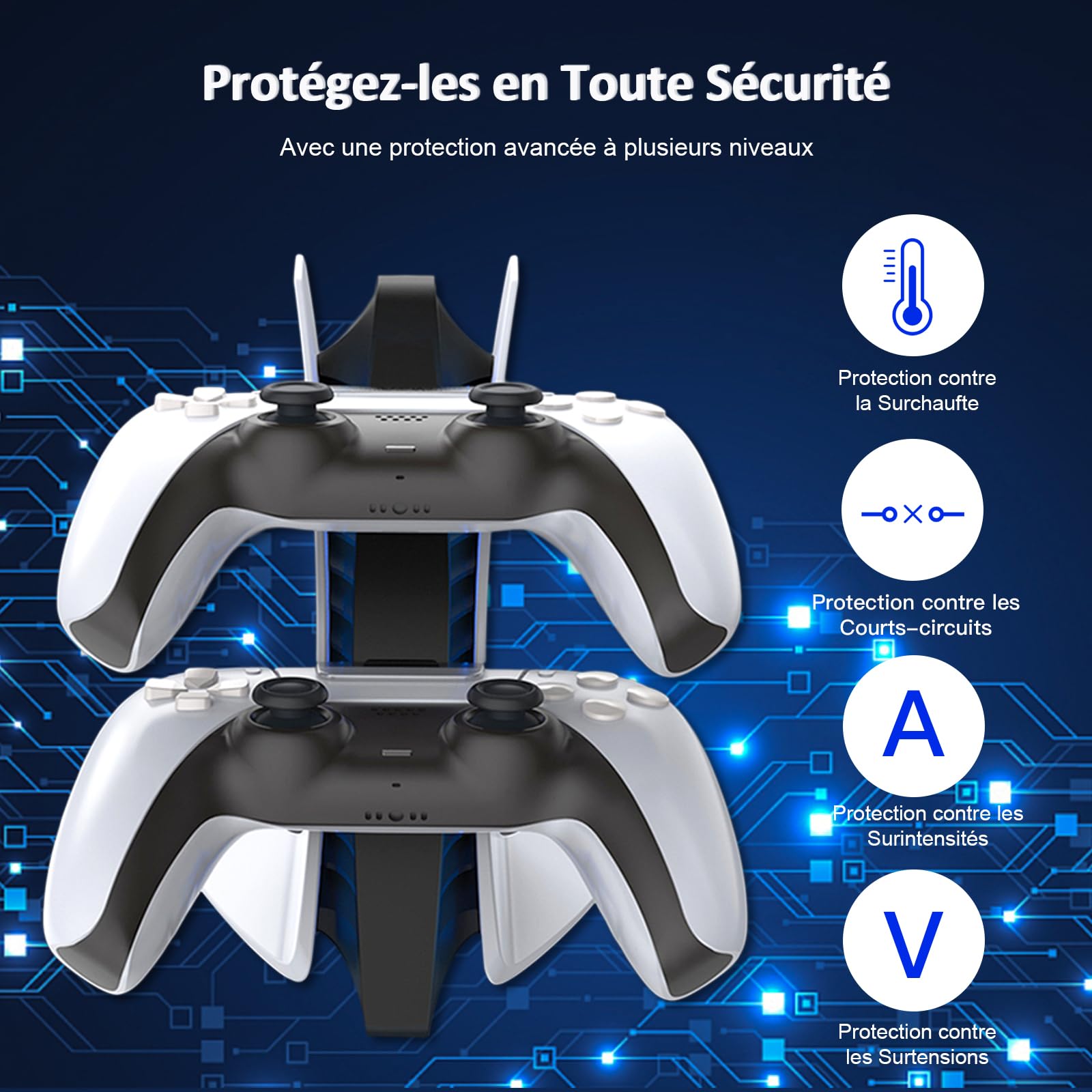 NexiGo L' édition Spéciale du Chargeur de Manette DualSense de PS5, Double Station de Charge Rapide USB sans Fil avec Deux Ports USB-C