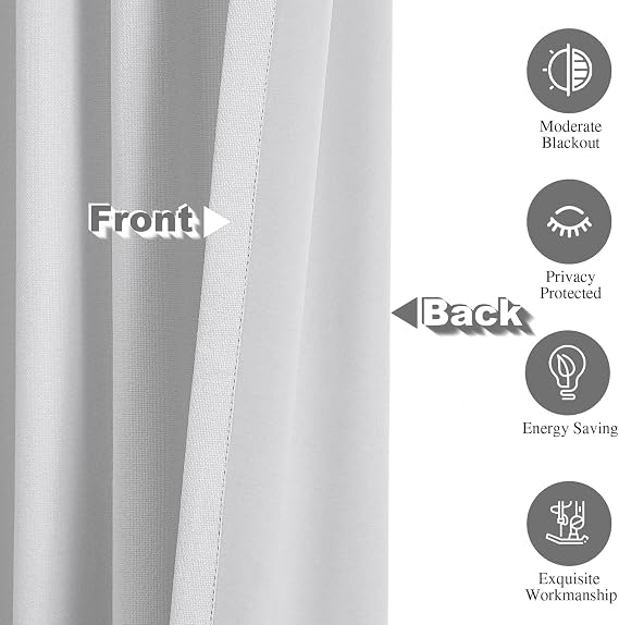 Flyfun Blackout Curtains 90 Inches Long - 2 Panels Set, Thermal Insulated Drapes for Living Room/Bedroom, Rod Pocket/Linen (White, 52W x 90L)