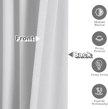 Flyfun Blackout Curtains 90 Inches Long - 2 Panels Set, Thermal Insulated Drapes for Living Room/Bedroom, Rod Pocket/Linen (White, 52W x 90L)