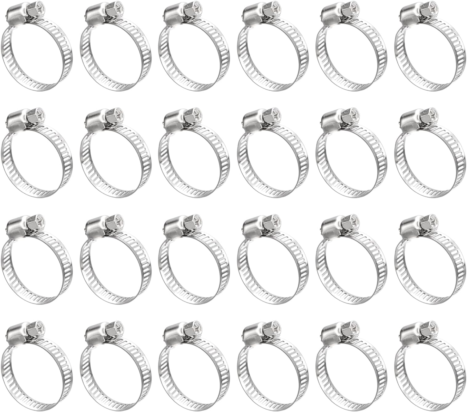 Worm Gear Hose Clamp, 24pcs 3/4" - 1 1/8" Adjustable Stainless Steel Hose Clamps Duct Clamp for Securing Hose, Pipe, Plumbing, Tube and Fuel Line