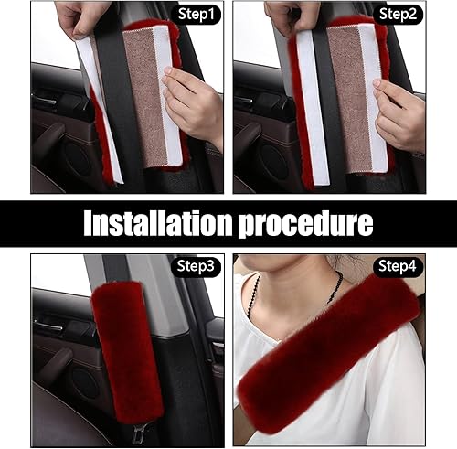 Miniatura 5 de Paquete de 2 almohadillas para cinturón de seguridad de automóvil, almohadillas esponjosas, almohadillas protectoras autoadhesivas, almohadillas de