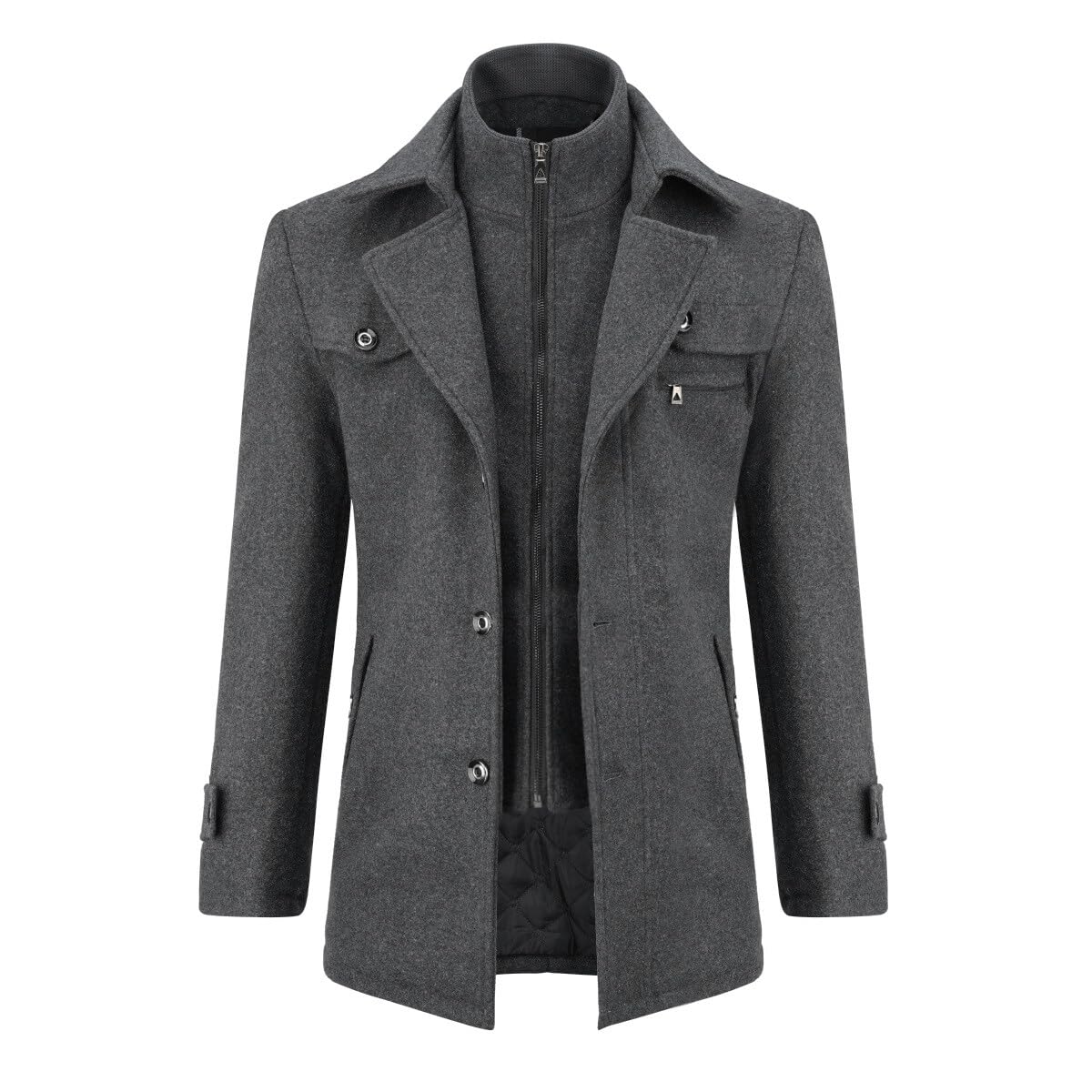 Allthemen Cappotto da Uomo in Lana Trench Slim Fit da Lavoro Corto Business Trench Coat Soft Touch Calda Invernale Coat