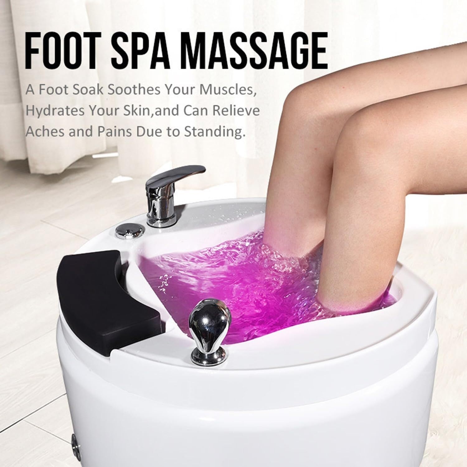 WLYPE Acrylic Foot Spa Bathtub Pedicure Foot Spa Massager, Foot Bath Basin with Heat and Massage and Jets, Portable Pedicure Spa, Foot Bath Spa Improve Blood Circulation(B)