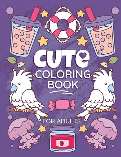 Cute Coloring Book For Adults: Full of large print, relaxing artwork with simple, bold designs featuring animals, food, flowers, gnomes and more! (Bold Lines Collection)