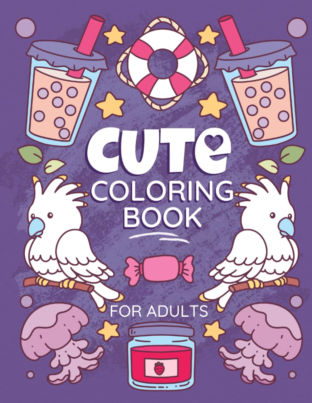 Cute Coloring Book For Adults: Full of large print, relaxing artwork with simple, bold designs featuring animals, food, flowers, gnomes and more! (Bold Lines Collection)