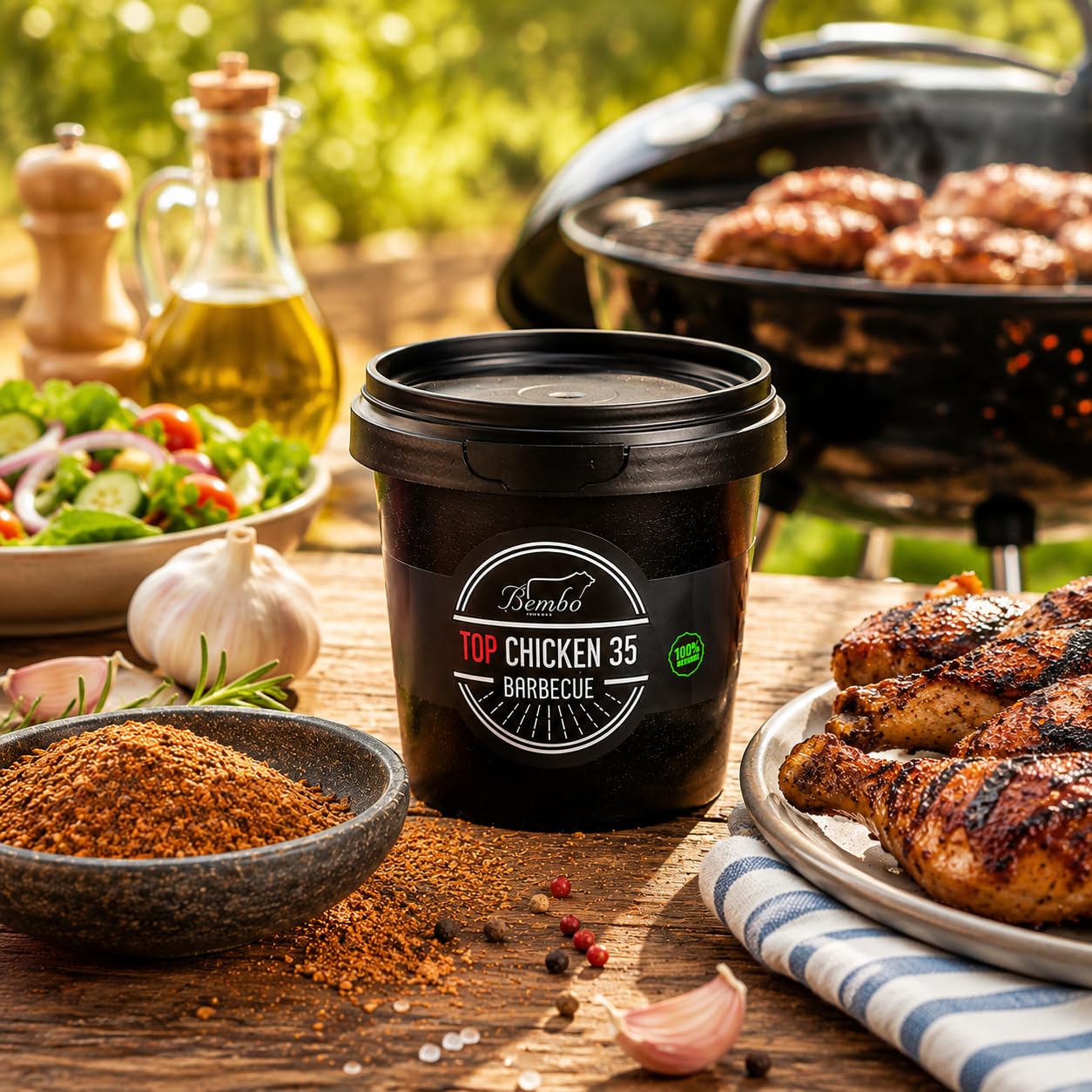 American BBQ Box Bembo – Set 3 Rub BBQ Premium per Chicken (100 g), Ribs (100 g) e Pork (100g) – Spezie Barbecue Americano per Pollo, Costine e Maiale – Kit BBQ per Griglia e Forno