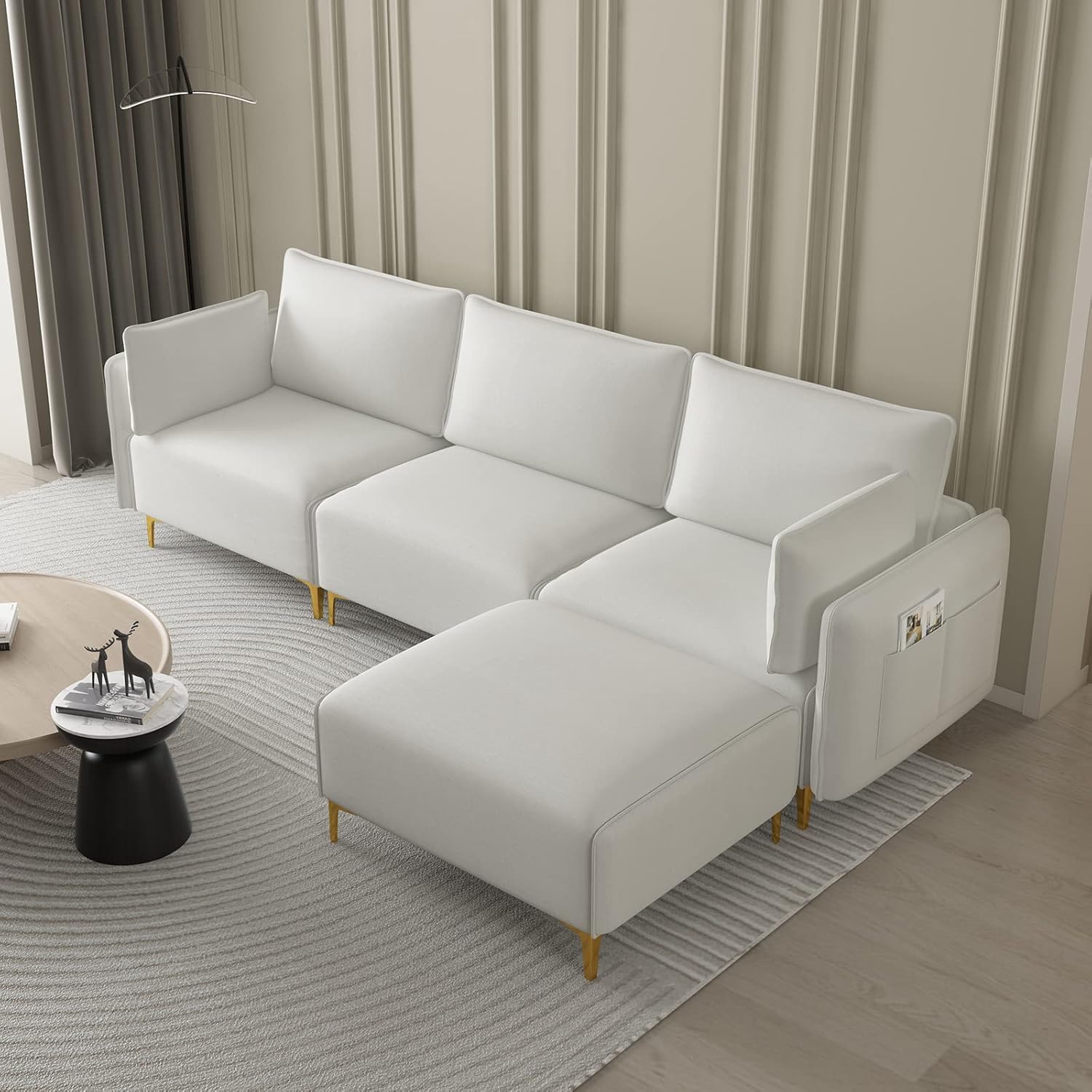 GNIXUU Modular Sectional Sofa, 3 Seater L Shaped Sleeper