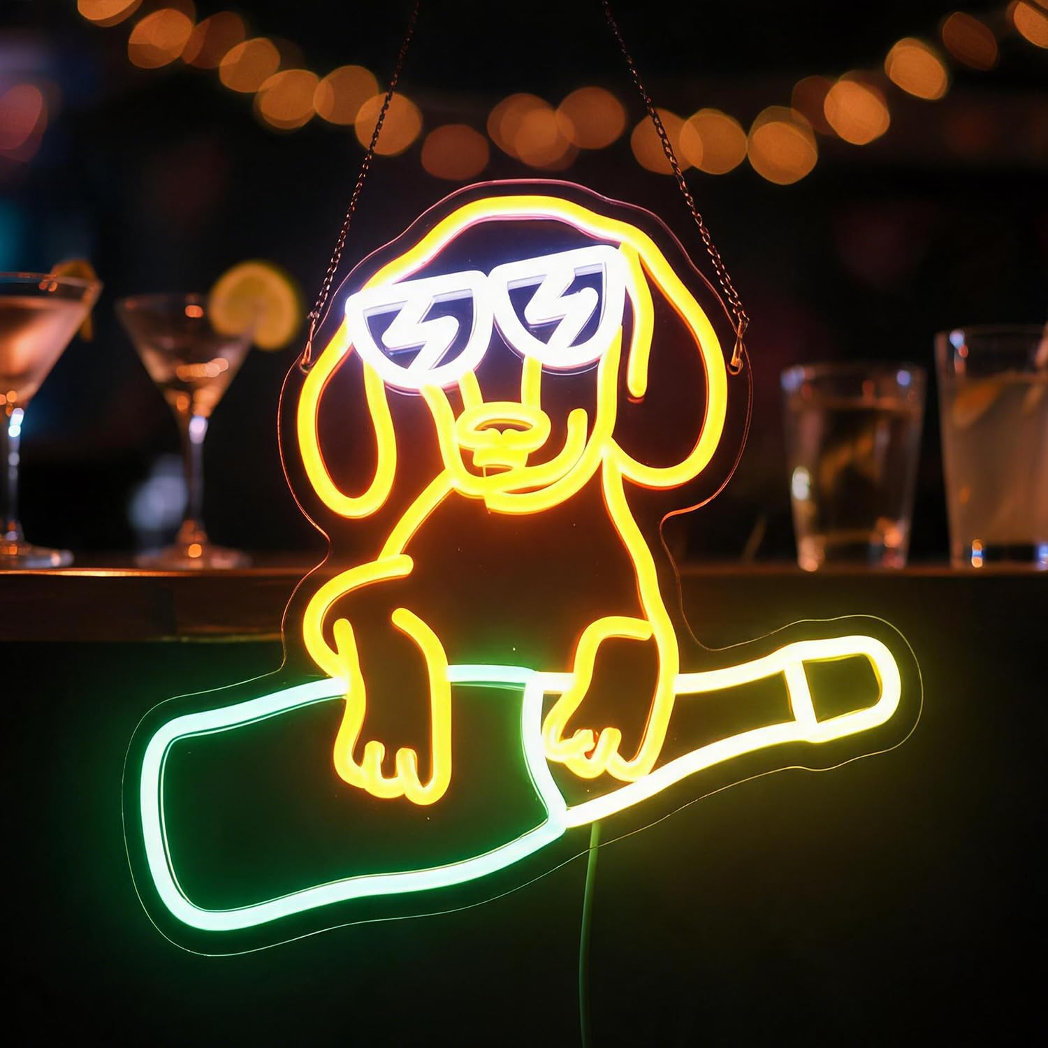 Neonschild Hund Dackel Geschenk für Weinliebhaber Wanddeko Tierzimmer Wanddekoration Kinderzimmer Wanddeko Kinderzimmer Kunstdekoration