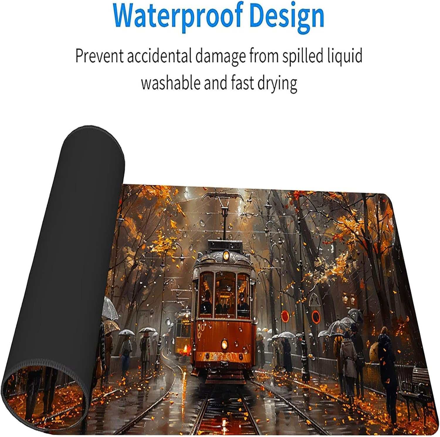 Grey Mouse Pad 64 x 32 in, Desk Mat with Non-Slip Base, Gaming Mousepad with Stitched Edges, Extended Waterproof Keyboard Pad for Desk Accessories and Gaming Accessories, Gifts, Street K-3243