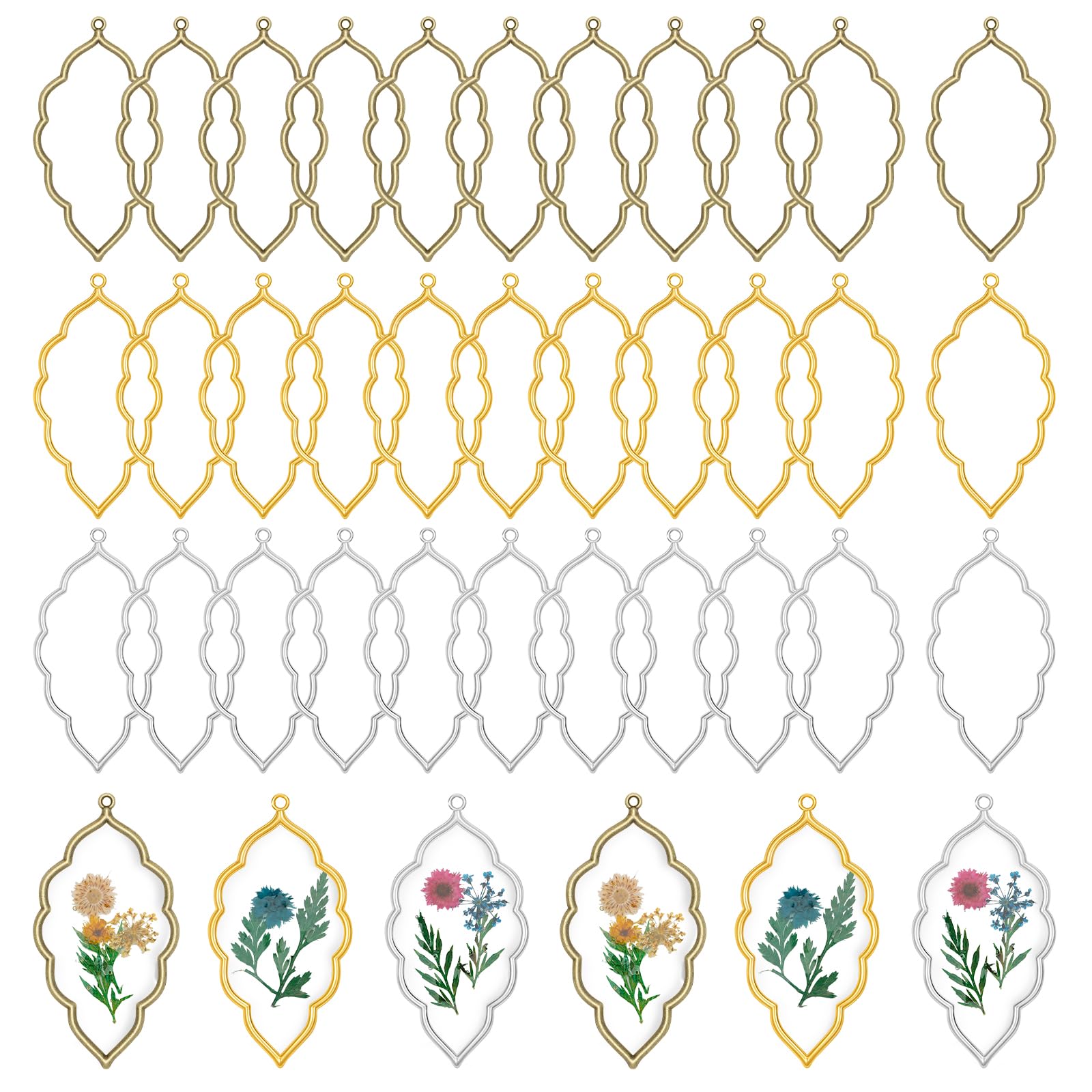 Luxeu Open Bezels for Resin, 30 Pcs Hollow Frame for Resin Casting, Open Bezel for DIY Crafts, Making Keychain
