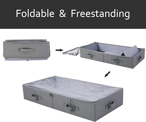 Miniatura 10 de iwill CREATE PRO Paquete de 2 cajas organizadoras de almacenamiento plegables de gran tamaño de 39.4 pulgadas con tapa, plegables y lavables, 6 asas