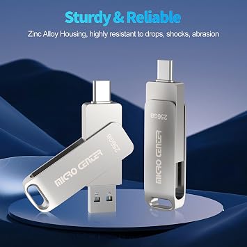 Micro Center 3 Pack 256GB Dual USB 3.2 Type-C Flash Drive up to 200MB/s
