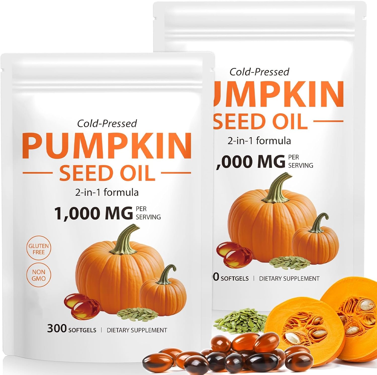 ITSDAWN Pumpkin Seed Oil Capsules 2 Pack, 1000mg Per Serving, Supports for Hair Growth, 600 Softgels