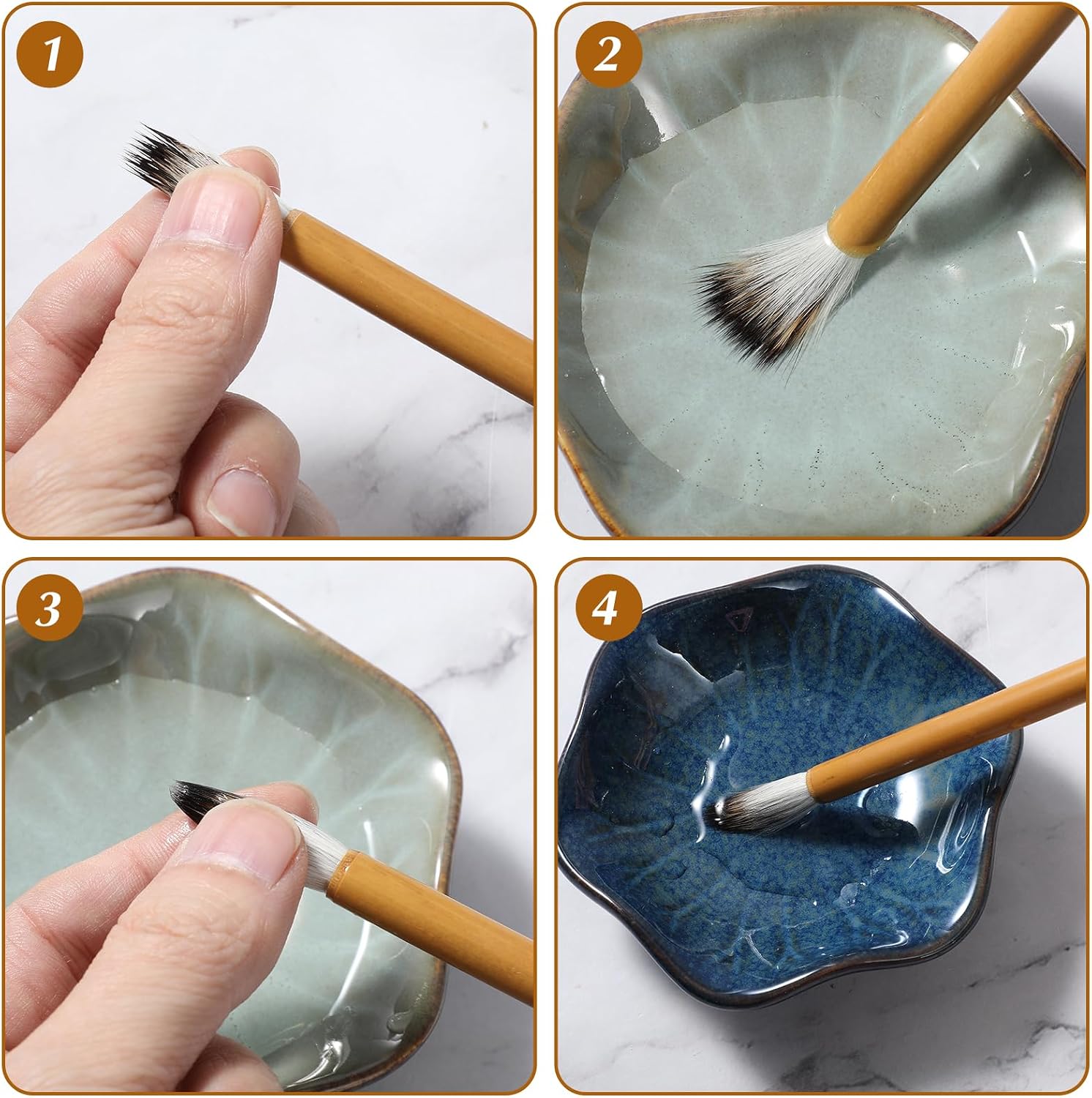 3 Pcs Calligraphy Brush 3 Sizes Chinese Painting Brushes Traditional Writing Drawing Ink Brushes Flower Bird Line-Drawing Brush for Beginner Professional
