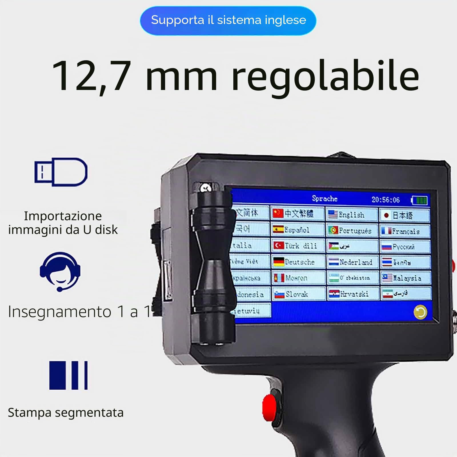 Stampante Portatile a Getto d'Inchiostro, Stampante Portatile con Touch Screen da 4,3 Pollici, Macchina per la Codifica a Getto d'Inchiostro ad Asciugatura Rapida per Data di Scadenza