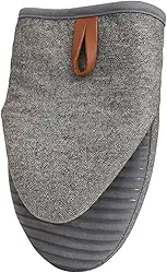 Luva Térmica para Forno e Fogão, 21cm, Cinza e Azul com Alça em Couro (Cinza)