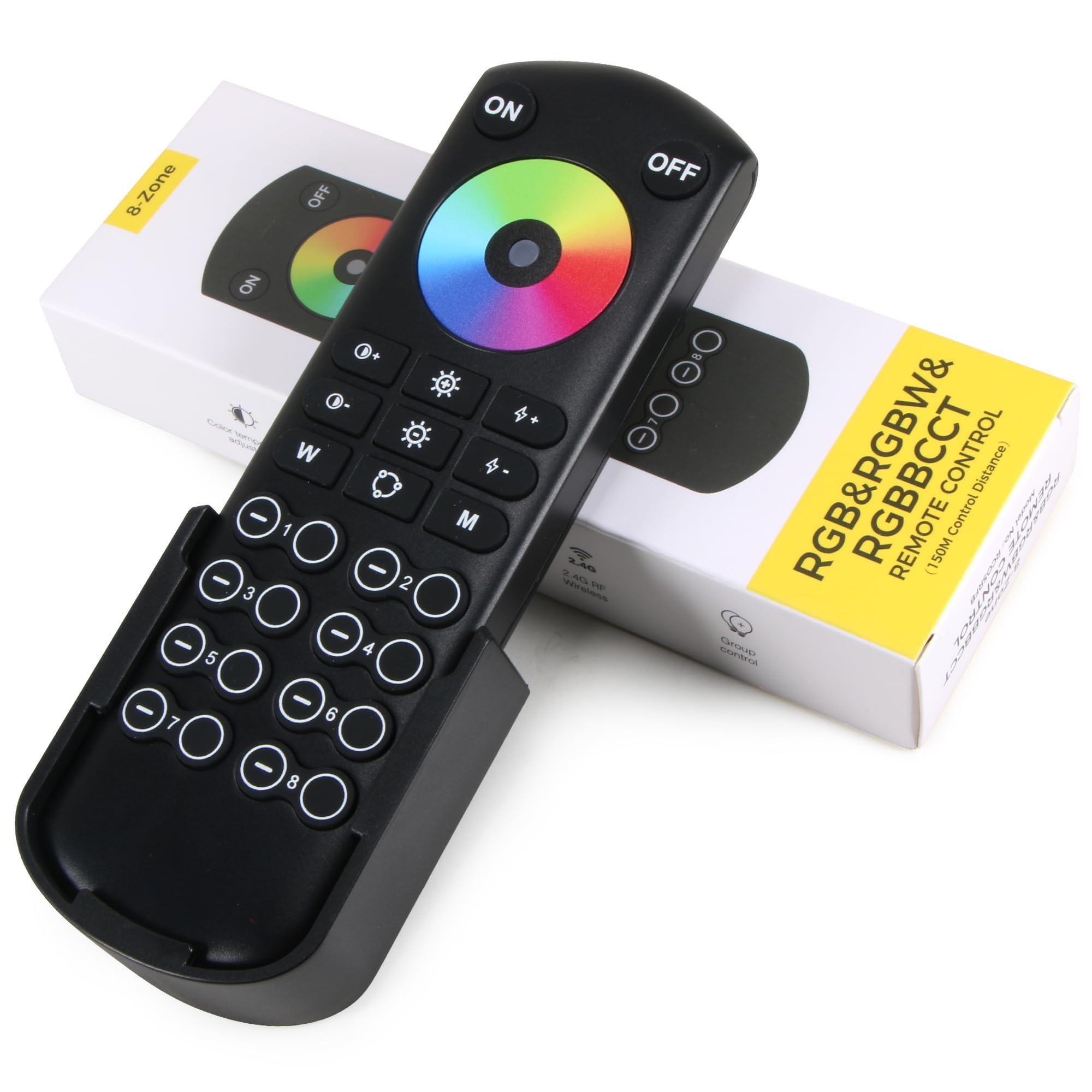 TERRIFI RC04RFB RF Remote, 8-Zone 2.4G Handheld RF Remote Control for RGBCCT RGBW CCT RGB LED Controllers, 500ft Wireless 8 Channel Group Control for Home LED Strip Lights