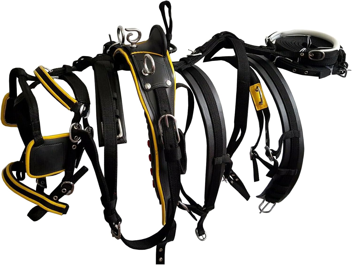 Designer Nylon Driving Harness Set for Single Horse Cart with Bridle, Reins, Traces, Breast Collar, Crupper Full Horse, Cob, Pony & Shetland 016 (Pony)