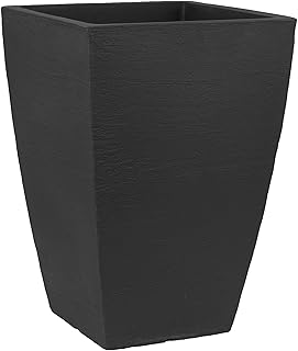 Tusco Modern Square Garden Planter, Black