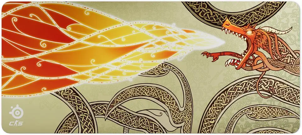 SteelSeries QcK Gaming Mousepad — CS2 Dragon Lore — Dimensões XXL — Tamanho para cobrir mesas — Peak Tracking and Stability — para gêneros de jogos FPS, ação e RPG