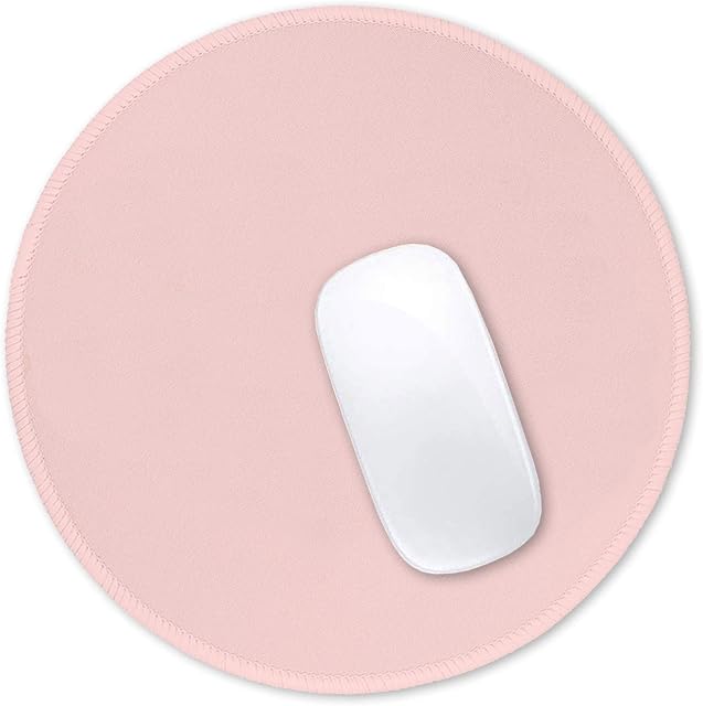 Hsurbtra Pink Mouse Pad, Premium-Textured Small Round Mousepad 22 x 22 cm, Stitched Edge Anti-slip Waterproof Rubber Mouse Mat, Pretty Cute Mouse Pad for Office Home Gaming Laptop Men Women Kids