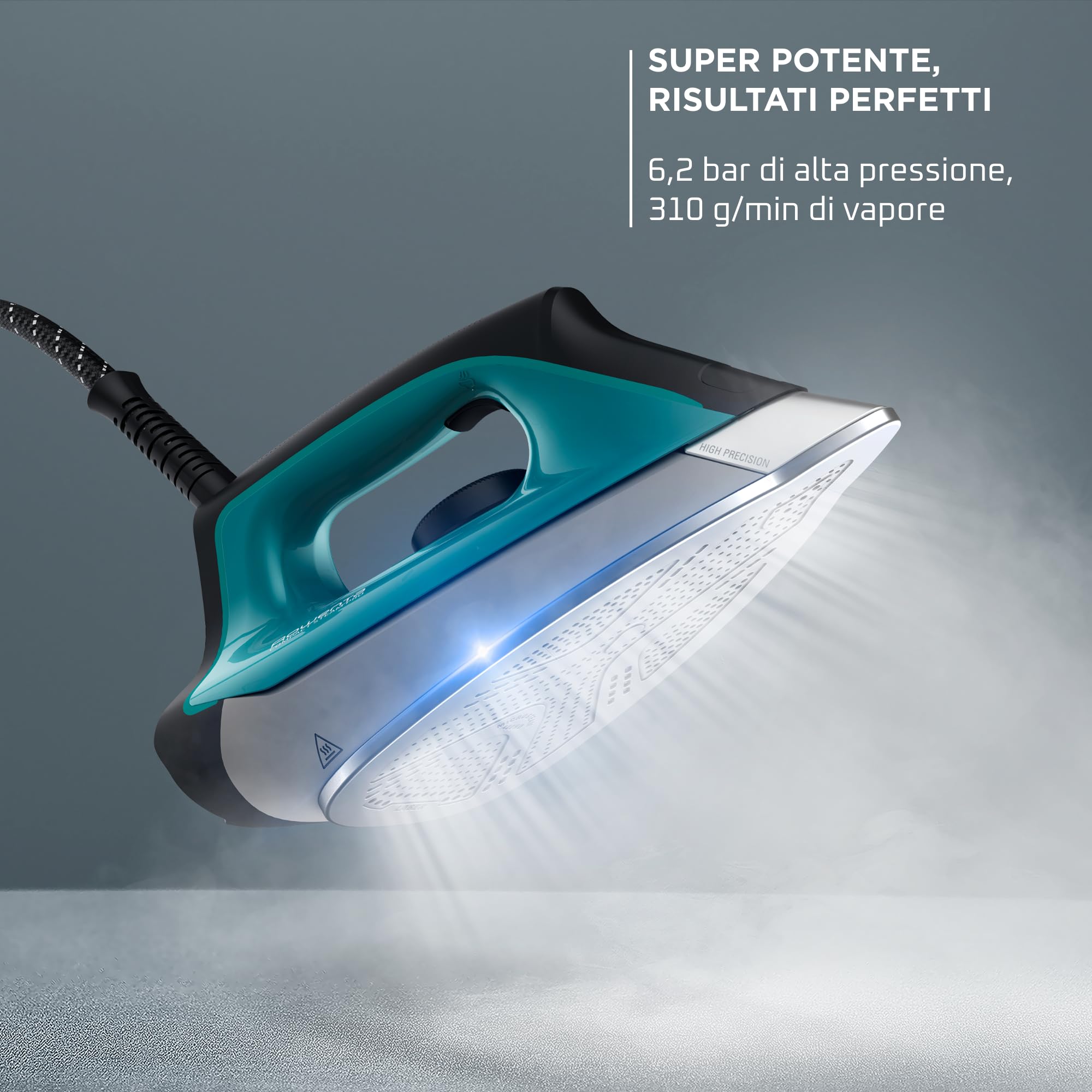 Rowenta DG7621 Compact Steam PRO Ferro da Stiro a Vapore con Caldaia Silenziosa, Pressione Fino a 6.2 Bar, 2200 W, 1,1 Litri, con Tecnologia Eco Intelligence