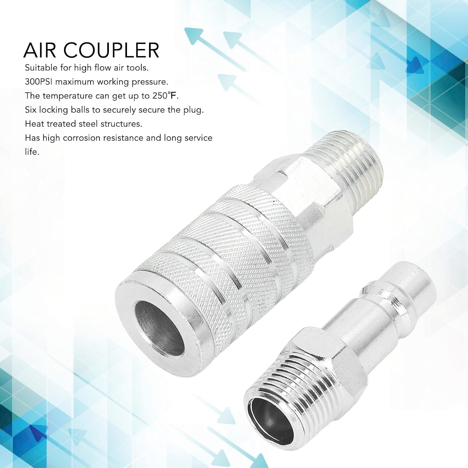 4Pcs Air Hose Fitting Quick Connector 1/2in NPT Male Female 300PSI High Pneumatic Hose Fittings, with Valve Body for Air Hose Quick Connector