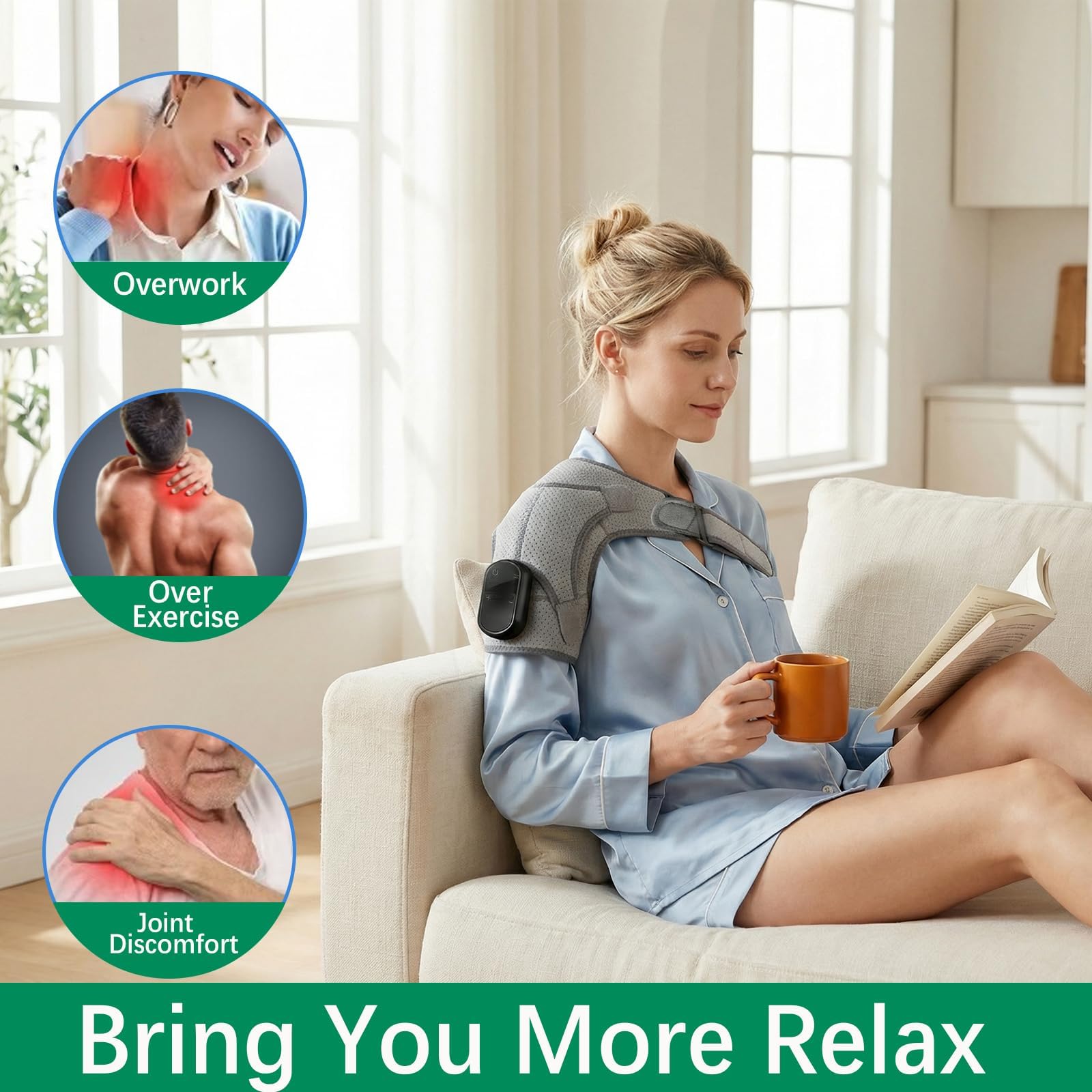 Massaggiatore Per Spalle Triple Method, Massaggiatore Portatile per Spalle E Collo, Shoulder Massager, Tre Impostazioni Regolabili, Allevia Delicatamente Dolore Collo e Spalle